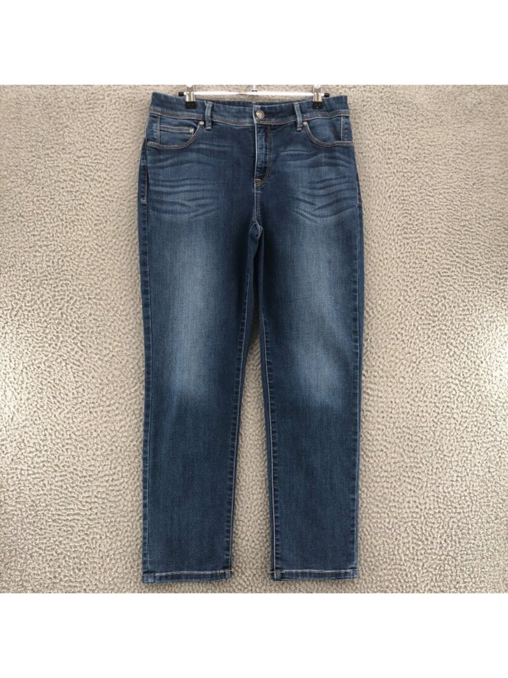 Chicos Jeans Womens 0 US 4 Blue Denim So Slimming Girlfriend Crop Stretch Pocket - Picture 1 of 12